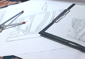 Medway Cafe Gillingham - Logo Design Large Hand Drawing